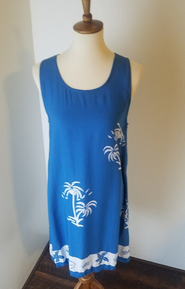 Blue batik vacation dress Size M